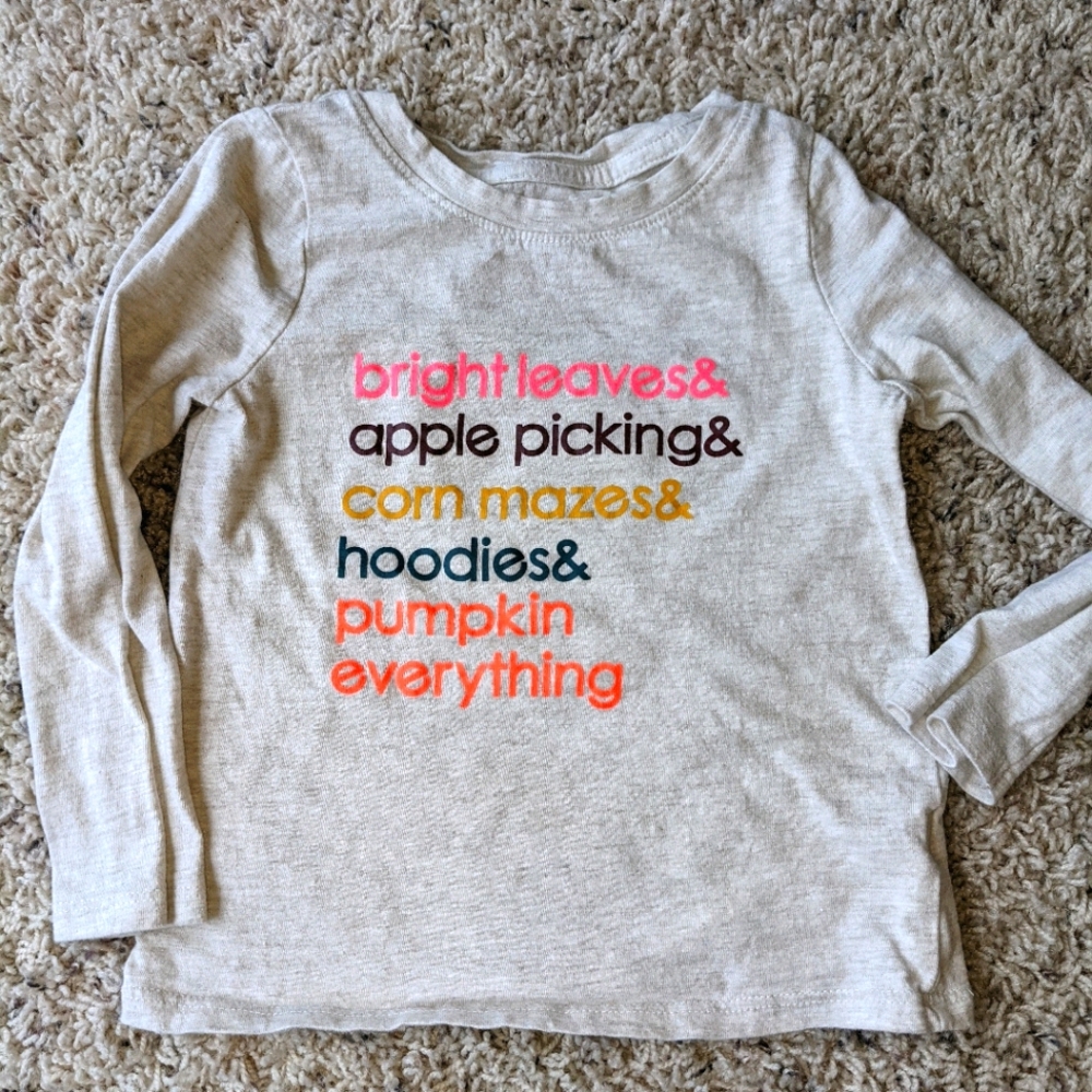 Fall favorite things tee, pumpkin, apples, leaves